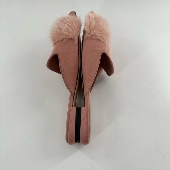 Aldo womens flats size 9 40 pink faux suede faux fur pointy toe slip on mules - Picture 6 of 12